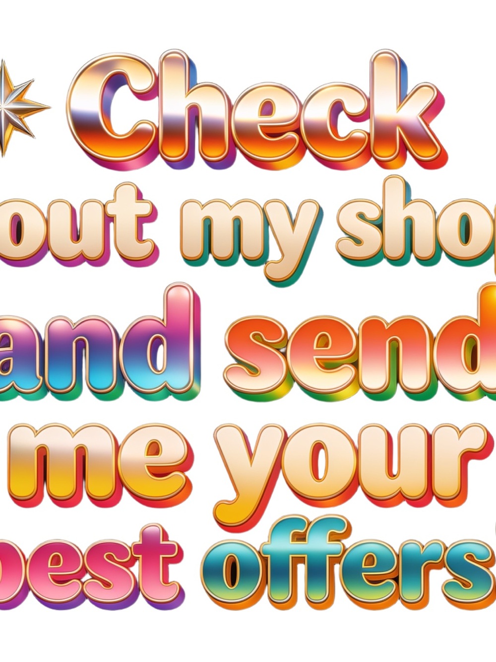 Multicolor Decorative Typography Print by